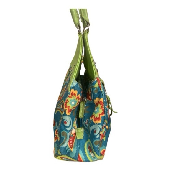 VTG St John's Bay Vibrant Paisley Floral Lime Green Shoulder Hobo Bag Y2K - Picture 4 of 15